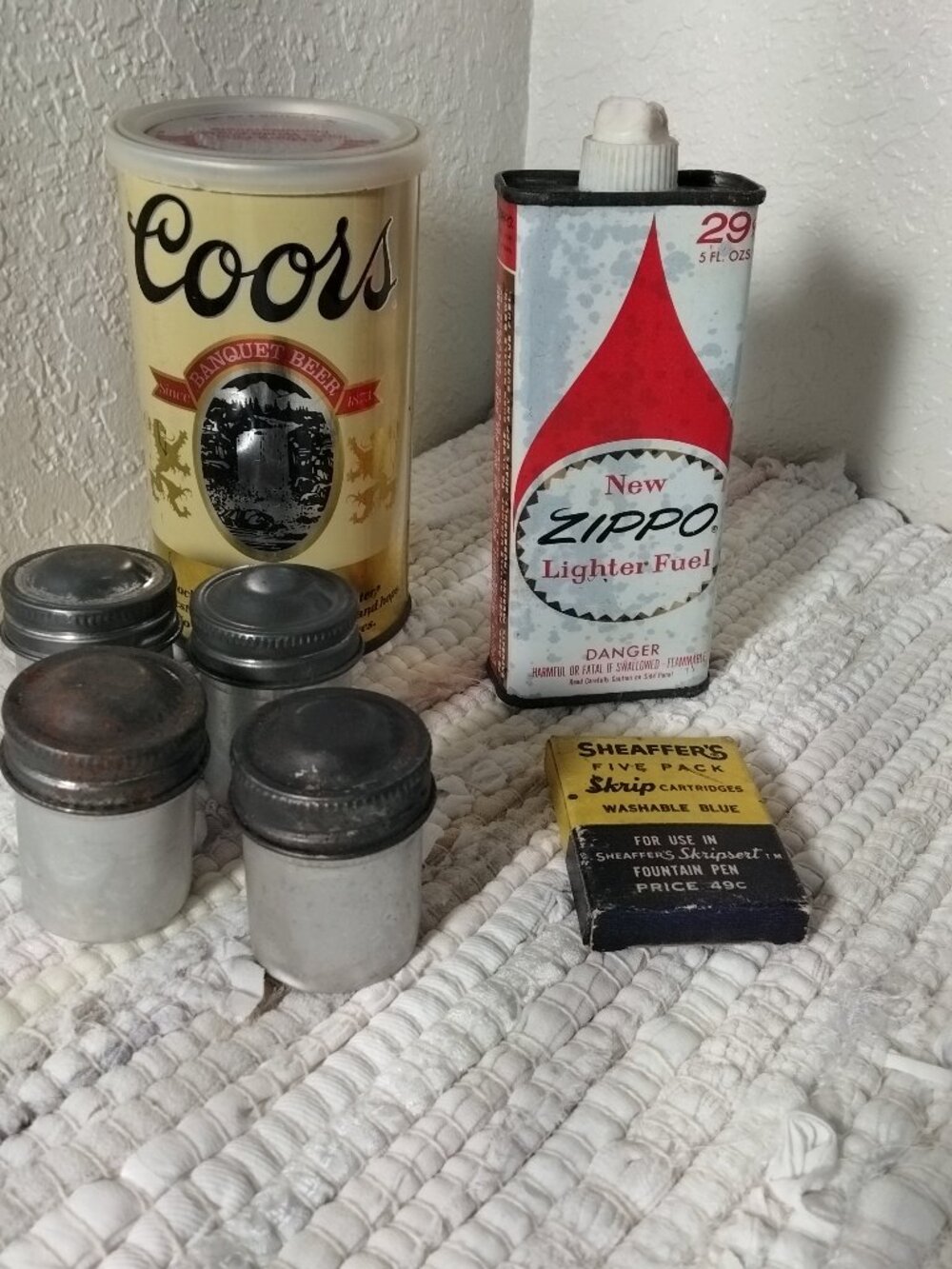 Multiple Vintage Items - 29¢ Zippo Lighter Fuel Fluid Tin Can 5 oz EMPTY